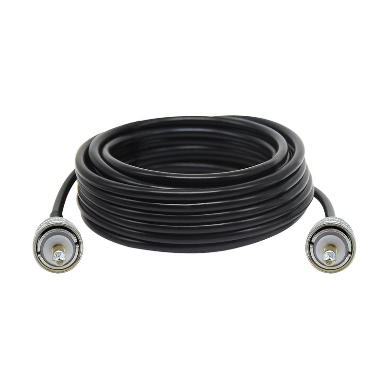 Rydocyee CB Coax Cable 18 Feet Solid Copper, UHF Male PL-259 to UHF Male PL-259 Low Loss, RG58 Coaxial Cable 50 Ohm Coax for CB Radio, Ham Radio, SWR Meter, Police Scanner, Antenna Tuner (18FT) - Image 1